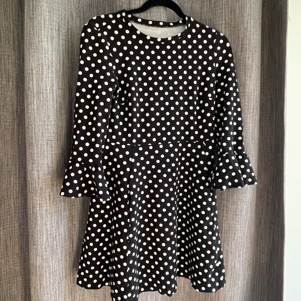 kate spade Black and White Polka Dot Long Sleeve Dress